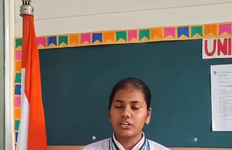 A senior student speaking in class